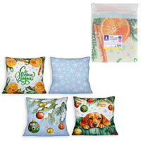 Чехол на подушку новогодний, НАБОР 4 шт., 45х45 см, "X-mas Magic", полиэстер, ЗОЛОТАЯ СКАЗКА, 592528
