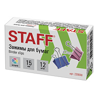 Зажимы для бумаг STAFF "Profit", КОМПЛЕКТ 12 шт., 15 мм, на 45 листов, цветные, картонная коробка, 229050 фото Зажимы для бумаг STAFF "Profit", КОМПЛЕКТ 12 шт., 15 мм, на 45 листов, цветные, картонная коробка, 229050