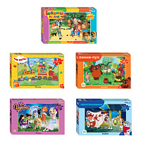 Пазл картонный 24 элемента, "МАКСИ-ПАЗЛЫ", АССОРТИ, поле 50х34,5 см