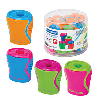 Точилка BRAUBERG "Mix", с контейнером, пластиковая, корпус ассорти, 228448