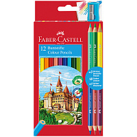 Карандаши цветные Faber-Castell Замок 12 цветов шестигранные и 6 цветов круглые с точилкой фото Карандаши цветные Faber-Castell Замок 12 цветов шестигранные и 6 цветов круглые с точилкой