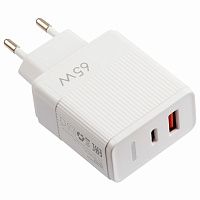 Зарядное устройство быстрое сетевое (220 В) USB QC3.0+Type-C PD 65 Вт, 3 А, RED LINE, УТ000033860 фото Зарядное устройство быстрое сетевое (220 В) USB QC3.0+Type-C PD 65 Вт, 3 А, RED LINE, УТ000033860
