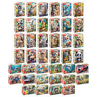 Пазл картонный 54 элемента "ОЧАРОВАТЕЛЬНЫЕ МОРДАШКИ", АССОРТИ, 40 видов, 175х130 мм, HATBER