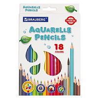 Карандаши цветные акварельные BRAUBERG PREMIUM AQUARELLE, 18 цветов, трехгранные, утолщенный грифель 4 мм, натуральное дерево, 181672 фото Карандаши цветные акварельные BRAUBERG PREMIUM AQUARELLE, 18 цветов, трехгранные, утолщенный грифель 4 мм, натуральное дерево, 181672