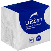 Салфетки бумажные Luscan 24х24 см белые 1-слойные 100 штук в упаковке фото Салфетки бумажные Luscan 24х24 см белые 1-слойные 100 штук в упаковке