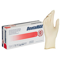 Перчатки медицинские смотровые латексные DentaMAX нестерильные двойного хлорирования размер L (8-9) желтые (50 пар/100 штук в упаковке) фото Перчатки медицинские смотровые латексные DentaMAX нестерильные двойного хлорирования размер L (8-9) желтые (50 пар/100 штук в упаковке)