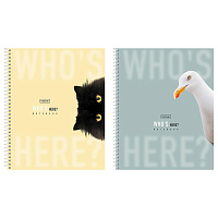 Тетрадь А5 96 л., HATBER, спираль, клетка, матовая ламинация, "Кто здесь?" (микс в спайке), 093670, 96Т5лВ1сп