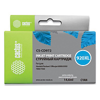 Картридж струйный CACTUS (CS-CD972) для HP Officejet 6000/6500/7000, голубой фото Картридж струйный CACTUS (CS-CD972) для HP Officejet 6000/6500/7000, голубой