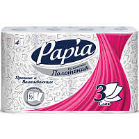 Полотенца бумажные Papia 3-слойные белые 4 рулона по 10.8 м фото Полотенца бумажные Papia 3-слойные белые 4 рулона по 10.8 м