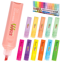 Набор текстовыделителей 12 ЦВЕТОВ, STAFF "EVERYDAY HL-720", 6 неоновых цветов + 6 пастельных цветов, линия 1-5 мм, 152557