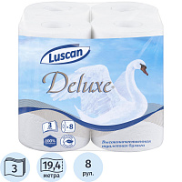 Бумага туалетная Luscan Deluxe 3-слойная белая (8 рулонов в упаковке) фото Бумага туалетная Luscan Deluxe 3-слойная белая (8 рулонов в упаковке)