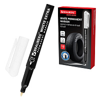 Маркер перманентный BRAUBERG WHITE EXTRA, БЕЛЫЙ, круглый наконечник 3 мм, 152488