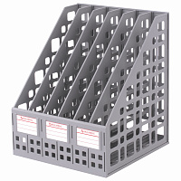 Лоток вертикальный для бумаг BRAUBERG "MAXI Plus", 240 мм, 6 отделений, сетчатый, сборный, серый, 237016 фото Лоток вертикальный для бумаг BRAUBERG "MAXI Plus", 240 мм, 6 отделений, сетчатый, сборный, серый, 237016