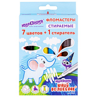 Фломастеры стираемые ЮНЛАНДИЯ "ЮНЫЙ ВОЛШЕБНИК", 7 цветов+1 стиратель, ударопрочный наконечник, вентилируемый колпачок, картон, 151651 фото Фломастеры стираемые ЮНЛАНДИЯ "ЮНЫЙ ВОЛШЕБНИК", 7 цветов+1 стиратель, ударопрочный наконечник, вентилируемый колпачок, картон, 151651