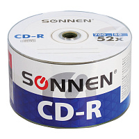Диски CD-R SONNEN 700 Mb 52x Bulk (термоусадка без шпиля), КОМПЛЕКТ 50 шт., 512571 фото Диски CD-R SONNEN 700 Mb 52x Bulk (термоусадка без шпиля), КОМПЛЕКТ 50 шт., 512571