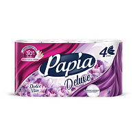 Бумага туалетная быт., спайка 8 шт., 4-слойная (8х16,5м), PAPIA DELUXE, аромат Dolce Vita, 5080749 фото Бумага туалетная быт., спайка 8 шт., 4-слойная (8х16,5м), PAPIA DELUXE, аромат Dolce Vita, 5080749