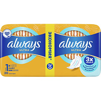 Прокладки женские гигиенические Always Ultra Light Duo (20 штук в упаковке) фото Прокладки женские гигиенические Always Ultra Light Duo (20 штук в упаковке)