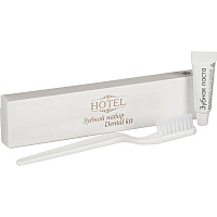 Зубной набор Hotel картон (зубная щетка, паста, 200 штук в упаковке) фото Зубной набор Hotel картон (зубная щетка, паста, 200 штук в упаковке)