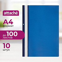 Скоросшиватель пластиковый с перфорацией Attache А4 до 100 листов синий (толщина обложки 0.11/0.15 мм, 10 штук в упаковке) фото Скоросшиватель пластиковый с перфорацией Attache А4 до 100 листов синий (толщина обложки 0.11/0.15 мм, 10 штук в упаковке)