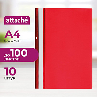 Скоросшиватель пластиковый с перфорацией Attache А4 до 100 листов красный (толщина обложки 0.11/0.15 мм, 10 штук в упаковке) фото Скоросшиватель пластиковый с перфорацией Attache А4 до 100 листов красный (толщина обложки 0.11/0.15 мм, 10 штук в упаковке)