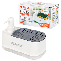 Диспенсер/дозатор DUET для мыла и моющего средства + губка, БЕЛЫЙ, 11х20х12 см, LAIMA HOME, 700043 фото Диспенсер/дозатор DUET для мыла и моющего средства + губка, БЕЛЫЙ, 11х20х12 см, LAIMA HOME, 700043