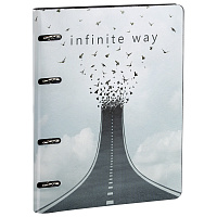 Тетрадь на кольцах А5 (180х220 мм), 80 листов, под кожу, клетка, BRAUBERG VISTA, Infinite way, 112132
