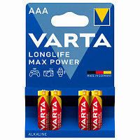 Батарейки алкалиновые "мизинчиковые" КОМПЛЕКТ 4 шт., VARTA LONGLIFE MAX POWER, ААА (LR03,15А), блистер, 4703101404 фото Батарейки алкалиновые "мизинчиковые" КОМПЛЕКТ 4 шт., VARTA LONGLIFE MAX POWER, ААА (LR03,15А), блистер, 4703101404
