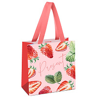 Пакет подарочный 20*20*10см MESHU "Strawberry", отд. фольгой, матовая ламинация фото Пакет подарочный 20*20*10см MESHU "Strawberry", отд. фольгой, матовая ламинация
