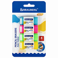 Ластики полупрозрачные BRAUBERG FRUITY НАБОР 4 штуки, размер ластика 54х23х10 мм, упаковка блистер, 271343 фото Ластики полупрозрачные BRAUBERG FRUITY НАБОР 4 штуки, размер ластика 54х23х10 мм, упаковка блистер, 271343