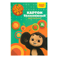 Картон белый А4, двуст., Мульти-Пульти, 10л., мелованный, в папке, "Чебурашка фото Картон белый А4, двуст., Мульти-Пульти, 10л., мелованный, в папке, "Чебурашка