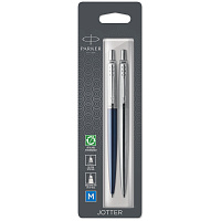 Набор Parker "Jotter London": шар. ручка Blue + гел. ручка Stainless Steel, 1,0мм, кнопочн., блистер фото Набор Parker "Jotter London": шар. ручка Blue + гел. ручка Stainless Steel, 1,0мм, кнопочн., блистер