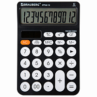 Калькулятор настольный BRAUBERG STYLE-12-BK (157х106 мм), 12 разрядов, двойное питание, ЧЕРНЫЙ, 272965 фото Калькулятор настольный BRAUBERG STYLE-12-BK (157х106 мм), 12 разрядов, двойное питание, ЧЕРНЫЙ, 272965