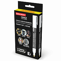 Маркеры меловые CHALK LIQUID MARKER, БЕЛЫЕ, НАБОР 5 шт., 3 мм, СТИКЕРЫ В ПОДАРОК, BRAUBERG, 152596 фото Маркеры меловые CHALK LIQUID MARKER, БЕЛЫЕ, НАБОР 5 шт., 3 мм, СТИКЕРЫ В ПОДАРОК, BRAUBERG, 152596