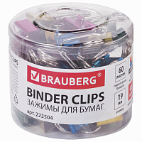 Зажимы для бумаг BRAUBERG, КОМПЛЕКТ 40 шт., 19 мм, на 60 листов, цвет металлик, пластиковый цилиндр, 223504 фото Зажимы для бумаг BRAUBERG, КОМПЛЕКТ 40 шт., 19 мм, на 60 листов, цвет металлик, пластиковый цилиндр, 223504