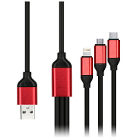 Кабель Smartbuy 3в1 универсальный, Micro-USB/Lightning/Type C, 1,2м, черный фото Кабель Smartbuy 3в1 универсальный, Micro-USB/Lightning/Type C, 1,2м, черный