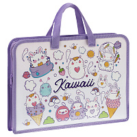 Папка с ручками А4 ArtSpace "Kawaii", пластик, на молнии, 40мм фото Папка с ручками А4 ArtSpace "Kawaii", пластик, на молнии, 40мм