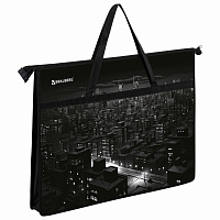 Папка для рисунков и чертежей с ручками BRAUBERG А3, пластик, молния сверху, "Night city", 273410 фото Папка для рисунков и чертежей с ручками BRAUBERG А3, пластик, молния сверху, "Night city", 273410
