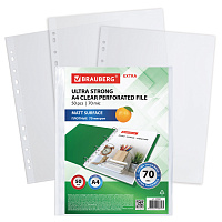 Папки-файлы перфорированные А4 BRAUBERG "EXTRA 700", КОМПЛЕКТ 50 шт., матовые, ПЛОТНЫЕ, 70 мкм, 229667 фото Папки-файлы перфорированные А4 BRAUBERG "EXTRA 700", КОМПЛЕКТ 50 шт., матовые, ПЛОТНЫЕ, 70 мкм, 229667