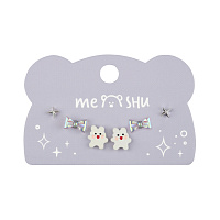 Серьги MESHU, бижутерия, серебристые, 3 пары, европодвес фото Серьги MESHU, бижутерия, серебристые, 3 пары, европодвес
