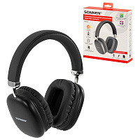 Наушники беспроводные накладные полноразмерные раздвижные мультирежимные, SONNEN HP-B12B, Bluetooth 5.4, черные, 514126