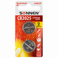 Батарейки литиевые SONNEN Lithium CR2025, "таблетки, дисковые, кнопочные", КОМПЛЕКТ 2 шт., блистер, 457139 фото Батарейки литиевые SONNEN Lithium CR2025, "таблетки, дисковые, кнопочные", КОМПЛЕКТ 2 шт., блистер, 457139