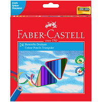 Карандаши цветные Faber-Castell 24 цвета трехгранные с точилкой фото Карандаши цветные Faber-Castell 24 цвета трехгранные с точилкой