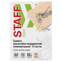 Бумага масштабно-координатная (миллиметровая), папка, А4, оранжевая, 10 листов, 65 г/м2, STAFF, 113484 фото Бумага масштабно-координатная (миллиметровая), папка, А4, оранжевая, 10 листов, 65 г/м2, STAFF, 113484