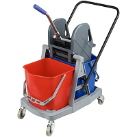 Тележка уборочная OfficeClean Professional, 2 съемных ведра 17л., механический отжим фото Тележка уборочная OfficeClean Professional, 2 съемных ведра 17л., механический отжим