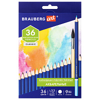 Карандаши художественные цветные акварельные BRAUBERG ART CLASSIC, 36 цветов, грифель 3,3 мм, 181531 фото Карандаши художественные цветные акварельные BRAUBERG ART CLASSIC, 36 цветов, грифель 3,3 мм, 181531