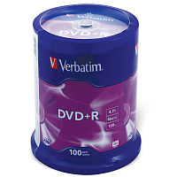 Диск DVD+R Verbatim 4.7 ГБ 16x cake box 43551 (100 штук в упаковке)