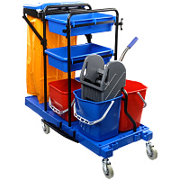 Тележка уборочная OfficeClean Professional ведра 2*20л, 2*11л, отжим, держ. д/мешка, мешок, 2поддона фото Тележка уборочная OfficeClean Professional ведра 2*20л, 2*11л, отжим, держ. д/мешка, мешок, 2поддона