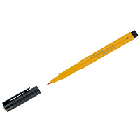 Ручка капиллярная Faber-Castell "Pitt Artist Pen Brush" цвет 109 темно-желтый хром, пишущий узел "кисть фото Ручка капиллярная Faber-Castell "Pitt Artist Pen Brush" цвет 109 темно-желтый хром, пишущий узел "кисть