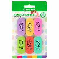 Ластики BRAUBERG KIDS "Fruits", НАБОР 6 штук, 50х23х10 мм, овальные, ассорти, 272669 фото Ластики BRAUBERG KIDS "Fruits", НАБОР 6 штук, 50х23х10 мм, овальные, ассорти, 272669