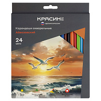 Карандаши акварельные Красин "Айвазовский", 24цв., трехгран., заточен., картон, европодвес фото Карандаши акварельные Красин "Айвазовский", 24цв., трехгран., заточен., картон, европодвес